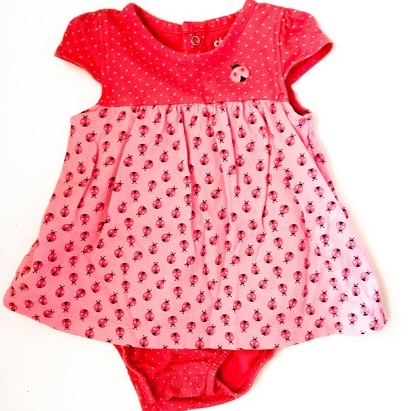 Carter's Other - pink lady bug onesie w/skirt + built in bottoms